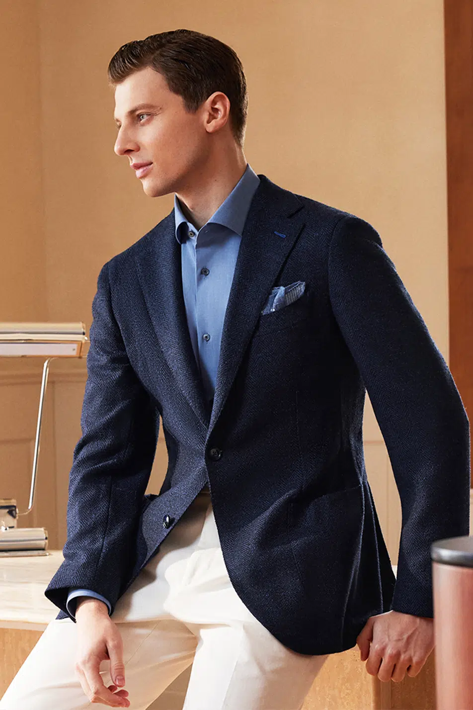 Dark Blue Striped Double Breasted Suit