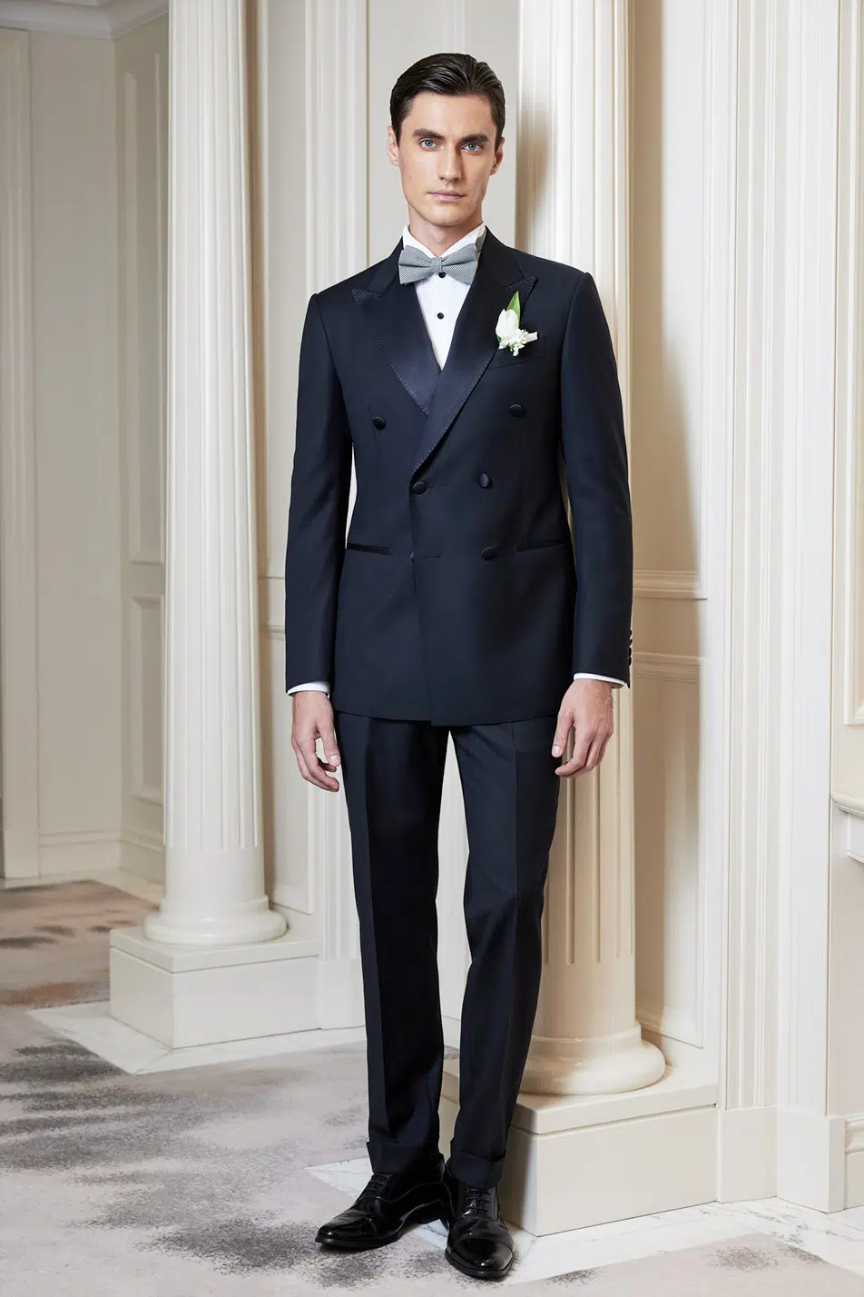 Black Micro-jacquard Double Breasted Tuxedo