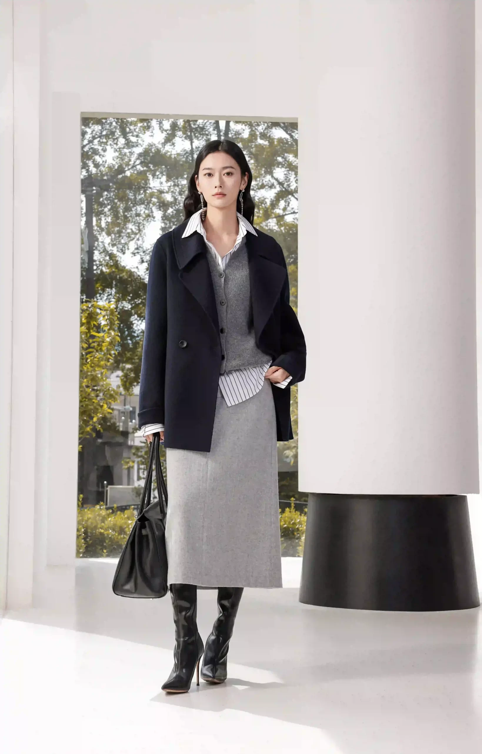 short women coat office attire