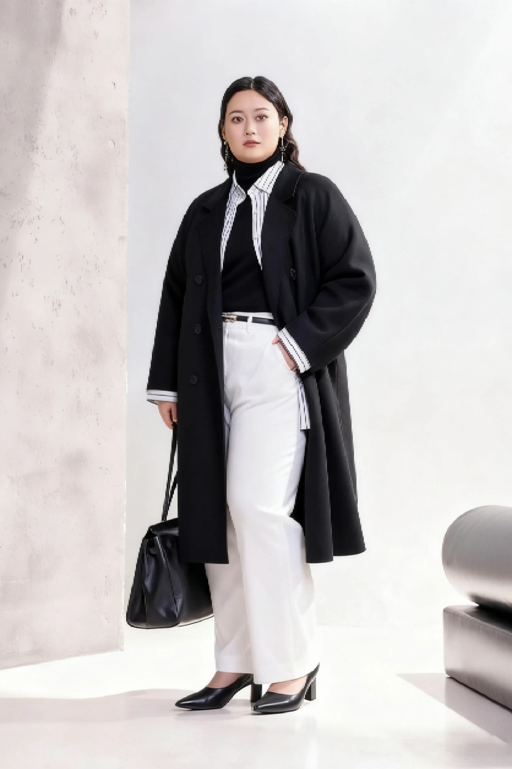 work attire black coat for plus size women