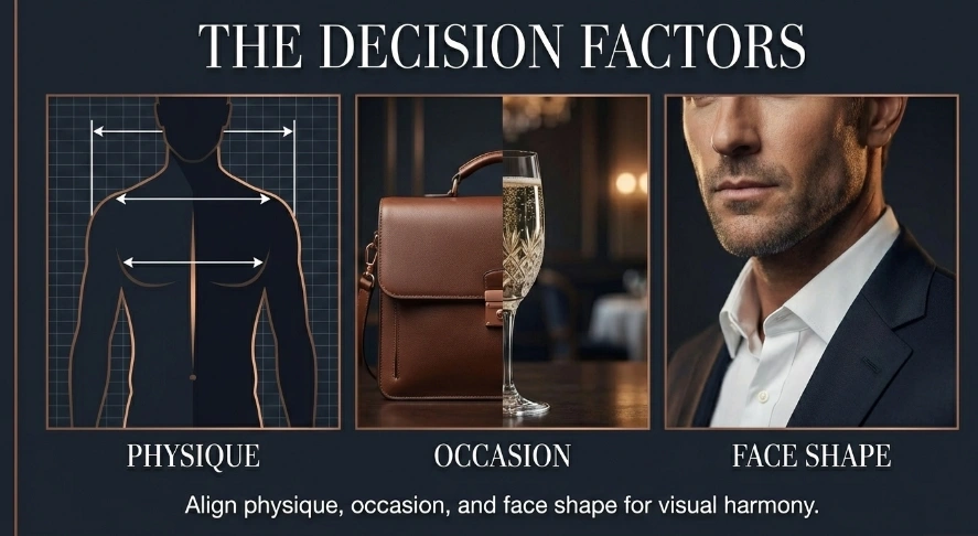 choosing between peak lapel vs notch lapel depends on these three factors